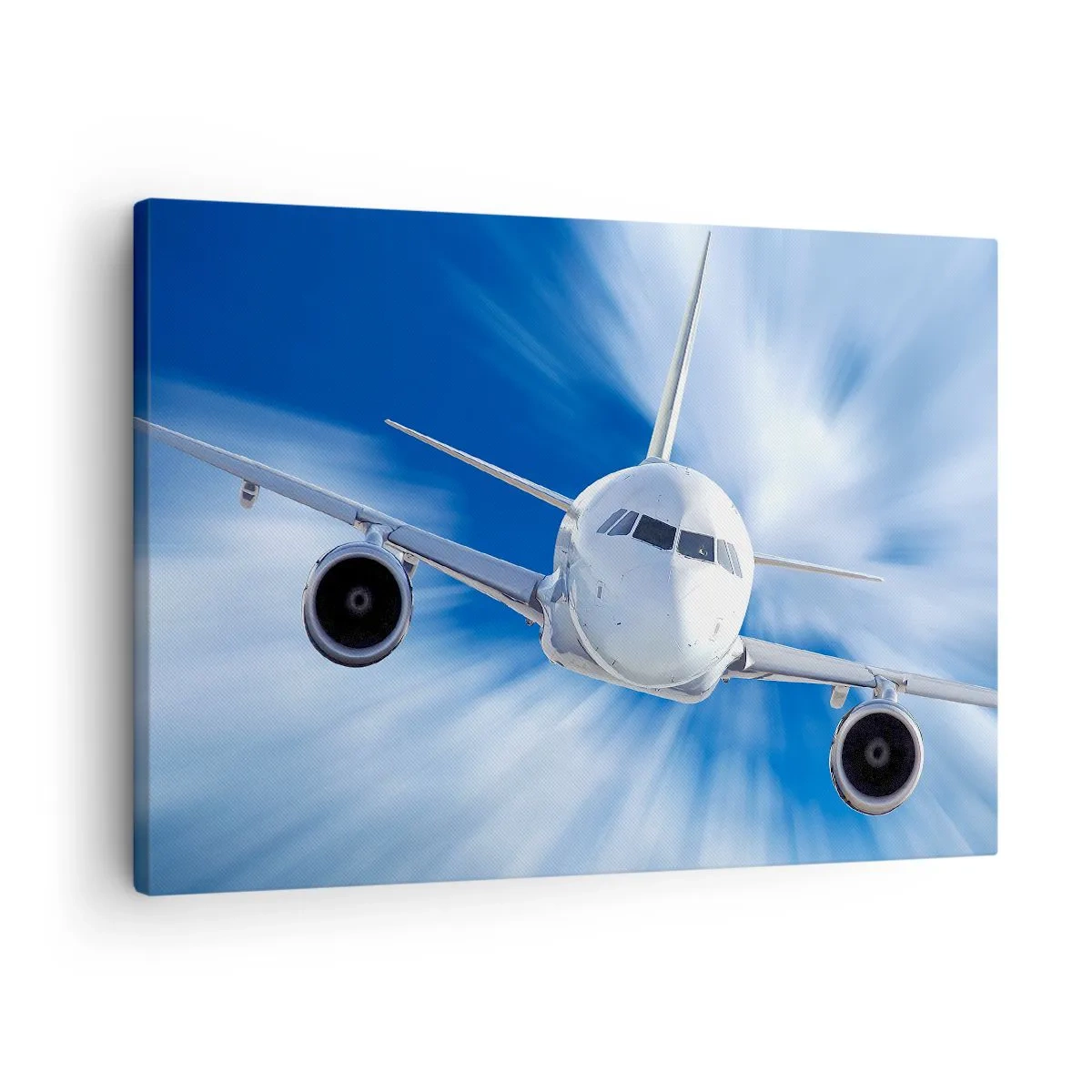 Impression sur toile - Image sur toile - Un avion de ligne en mouvement dans le ciel - 70x50cm - Plus vite que le vent dans le ciel - Décoration murale moderne pour le salon et la chambre ARTTOR