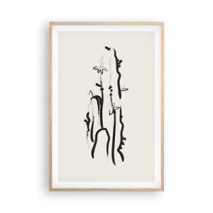 Affiche dans un chêne clair - Poster - Herbe à fleurs - 61x91 cm