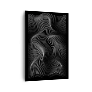 Impression sur toile - Image sur toile - Lignes blanches abstraites sur fond noir - 70x100cm - Danse de lumière dans l'espace - Décoration murale moderne pour le salon et la chambre ARTTOR