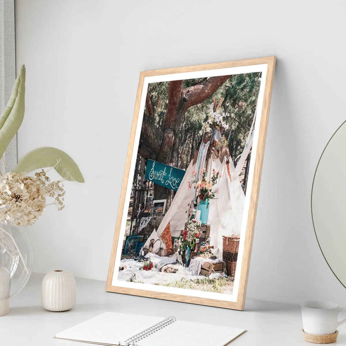 Affiche dans un chêne clair - Poster - Make love… - 40x50 cm