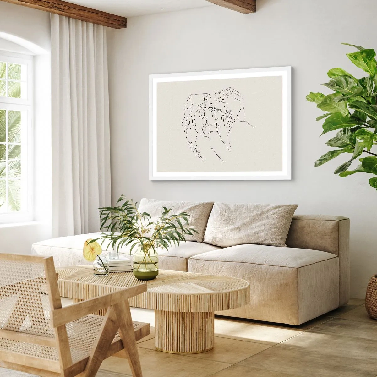 Affiche dans un cadre blanc - Poster - Enlacé de sentiment - 70x50 cm