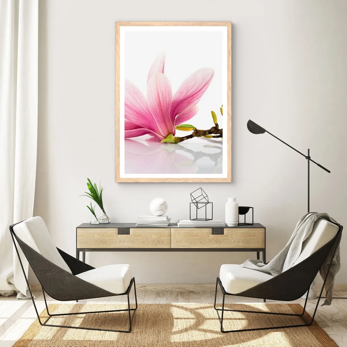 Affiche dans un chêne clair - Poster - Délicat comme une brise de printemps - 61x91 cm