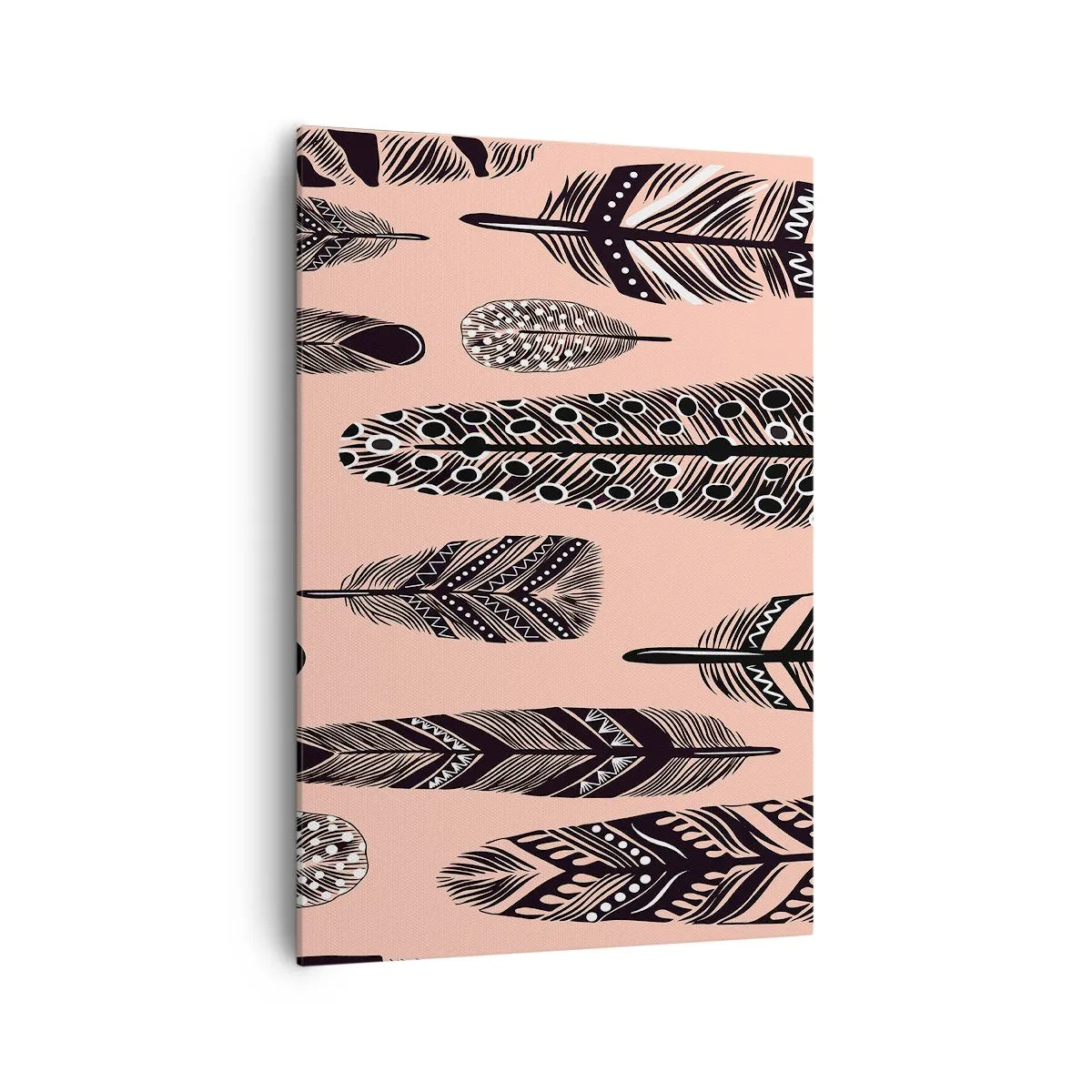 Impression sur toile - Image sur toile - Plumes décoratives sur fond clair - 70x100cm - Collection indienne - Décoration murale moderne pour le salon et la chambre ARTTOR