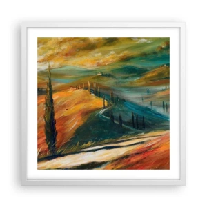 Affiche dans un cadre blanc - Poster - paysage toscan - 50x50 cm
