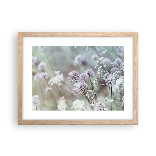 Affiche dans un chêne clair - Poster - Herbes douces en filigrane - 40x30 cm