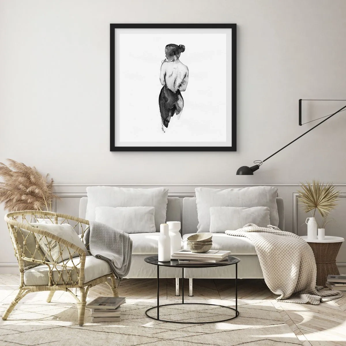 Affiche dans un cadre noir - Poster - Auprès d'elle, le monde disparaît - 40x40 cm