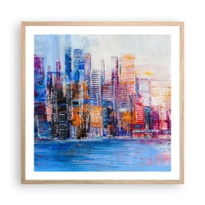 Affiche dans un chêne clair - Poster - Une métropole joyeuse - 60x60 cm