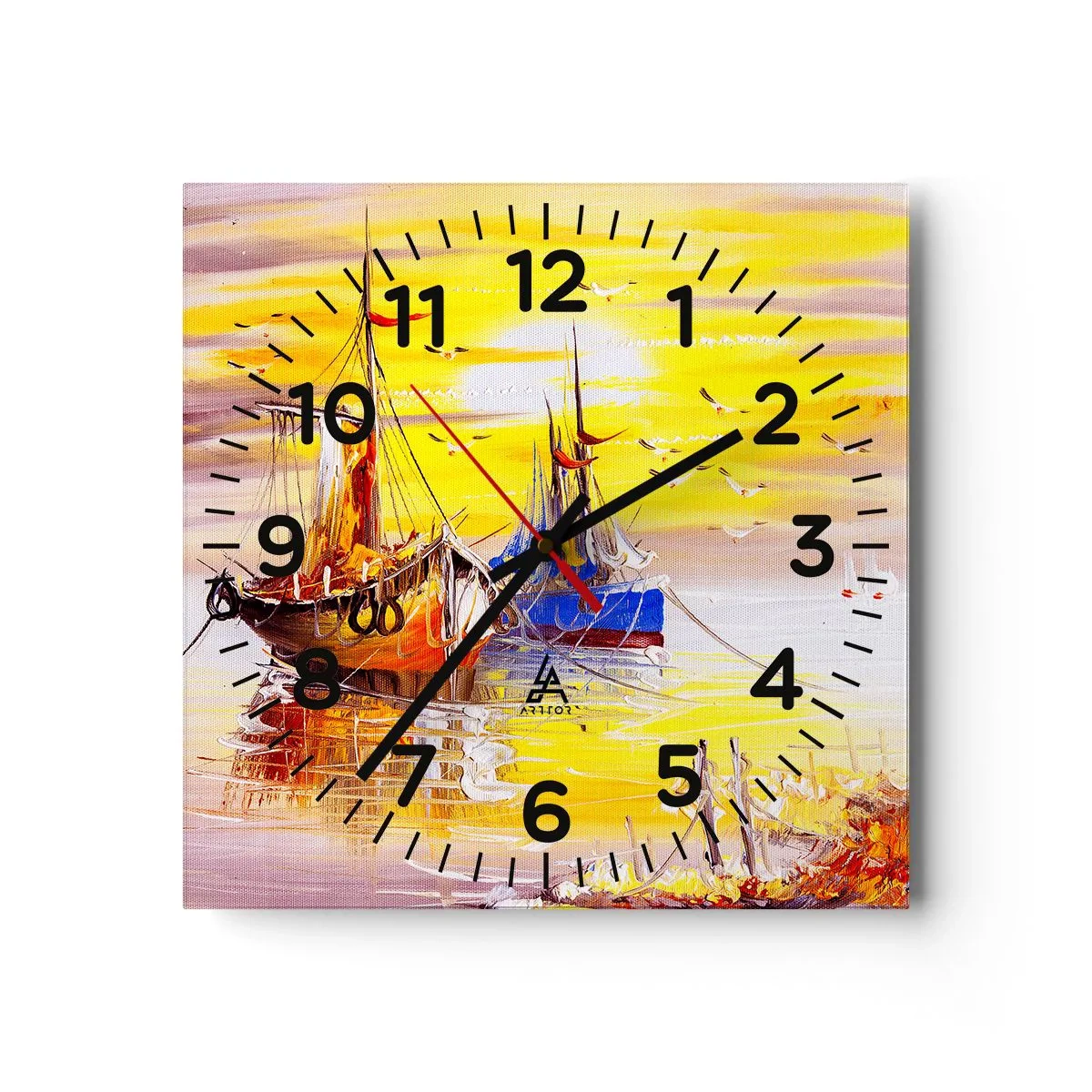 Horloge murale - Pendule murale - Un repos bien mérité au port - 30x30 cm