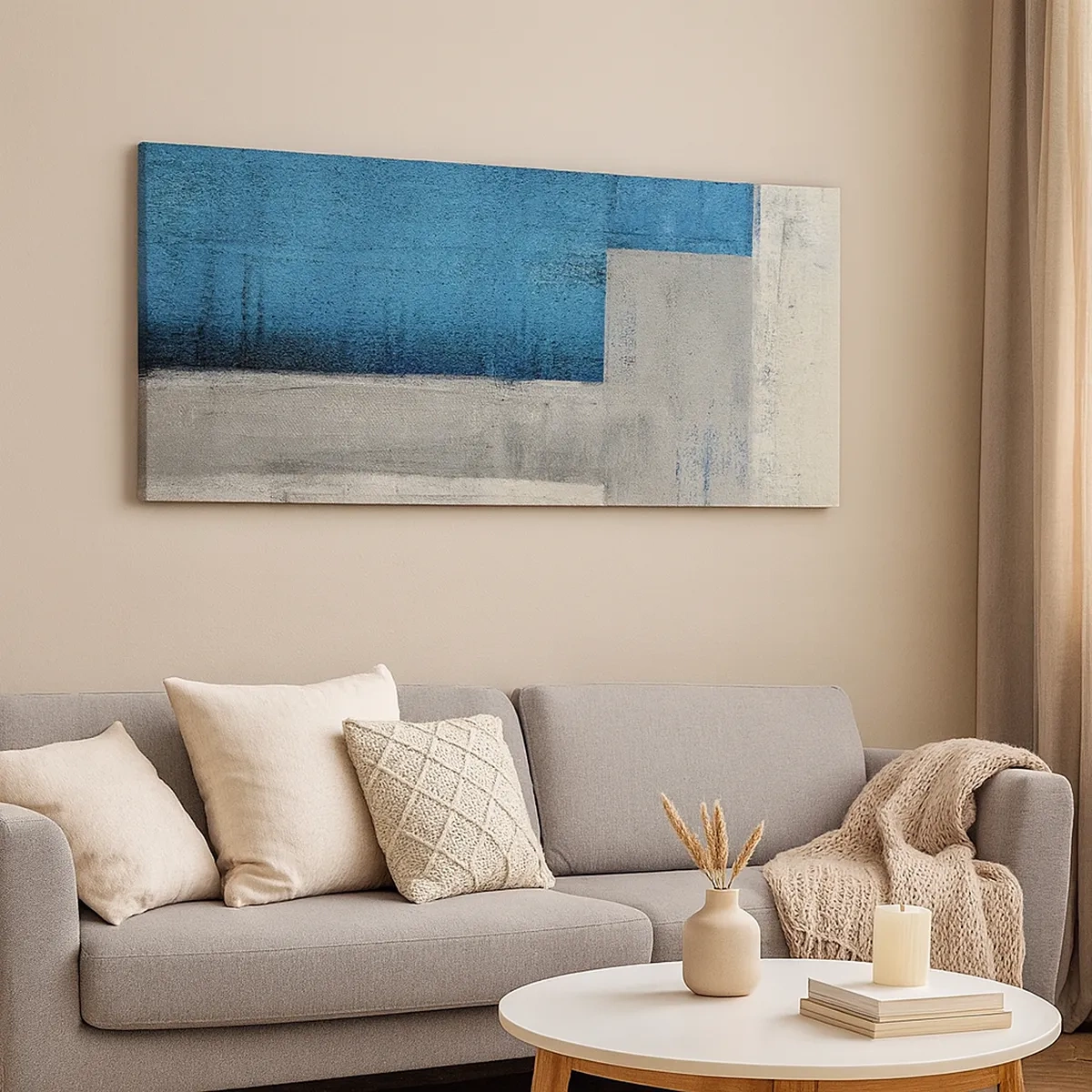 Impression sur toile - Image sur toile - Une composition poétique de gris et de bleu - 30x30 cm