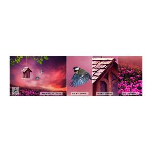 Échantillon de Papier Peint Autocollant Deluxe Sticker - Invitation à dîner - Paysage, Fleurs, Nichoir - 100x30 cm