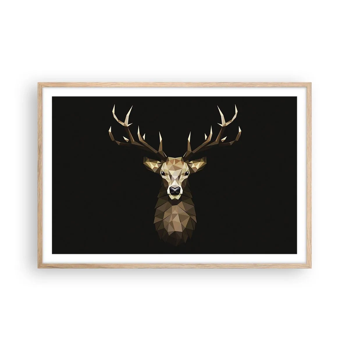 Affiche dans un chêne clair - Poster - Cerf cubique - 91x61 cm