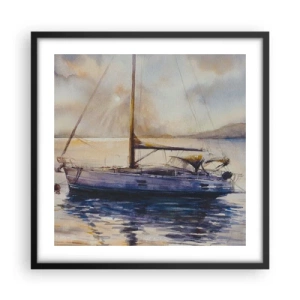 Affiche dans un cadre noir - Poster - Soirée sur la baie - 50x50 cm