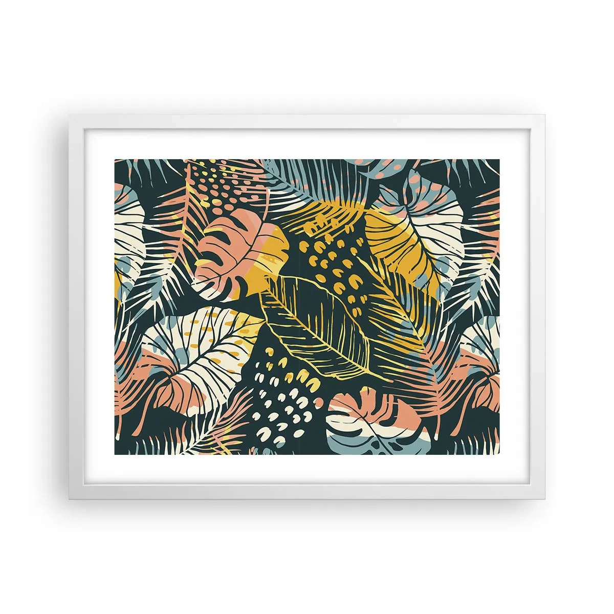 Affiche dans un cadre blanc - Poster - Fantaisie feuillue - 50x40 cm