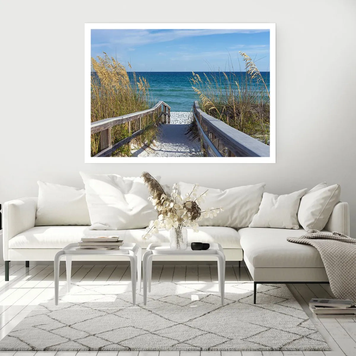Affiche - Poster - Chemin vers la plage avec vue sur la mer - 100x70cm - Au soleil, sous le vent - Décoration murale moderne pour le salon et la chambre ARTTOR