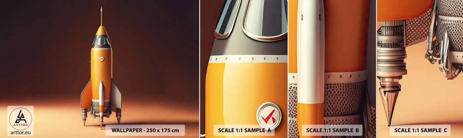 Échantillon de Papier Peint Autocollant Deluxe Sticker - Ça commence par un rêve - Une fusée spatiale, Crayon, Science - 100x30 cm