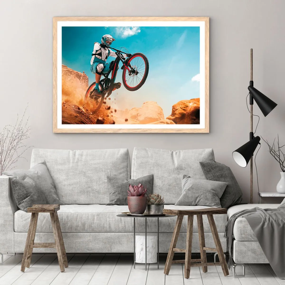 Affiche dans un chêne clair - Poster - Démon de la folie du vélo - 40x30 cm