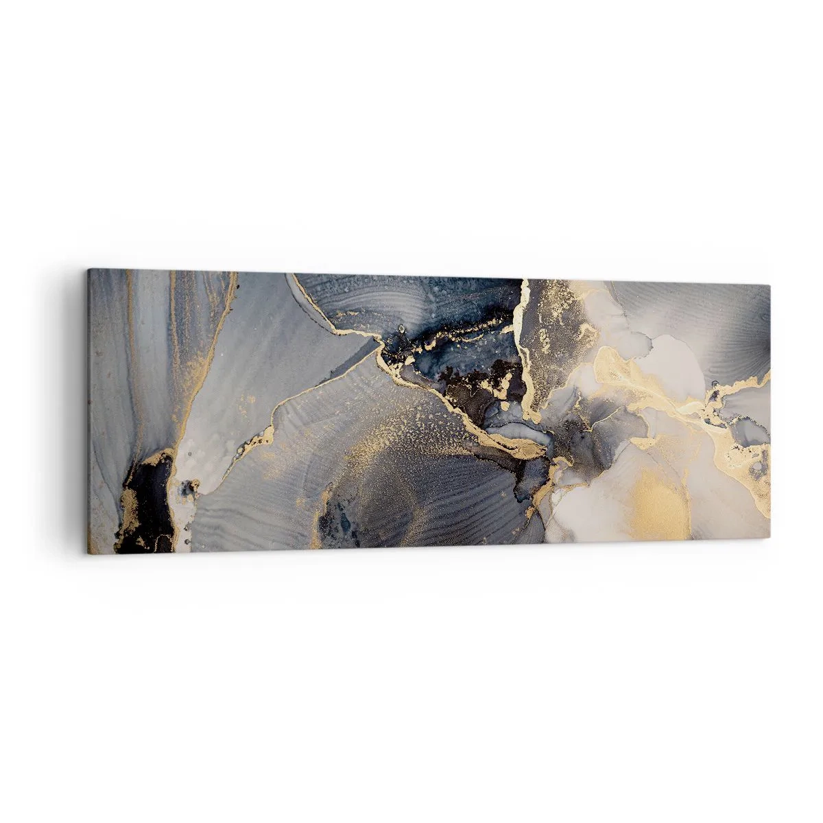 Impression sur toile - Image sur toile - Abstrait or et gris sur toile - 140x50cm - La vie de la pierre - Décoration murale moderne pour le salon et la chambre ARTTOR