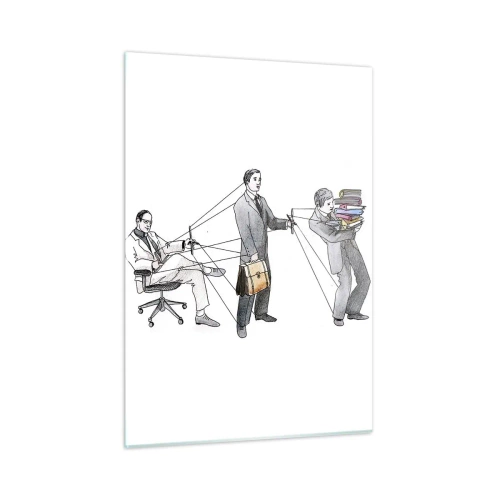 Impression sur verre - Image sur verre - Illustration de la hiérarchie du travail de bureau - 50x70cm - Chacun a son maître - Décoration murale moderne pour le salon et la chambre ARTTOR