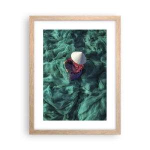 Affiche dans un chêne clair - Poster - Dans une mer de filet - 30x40 cm