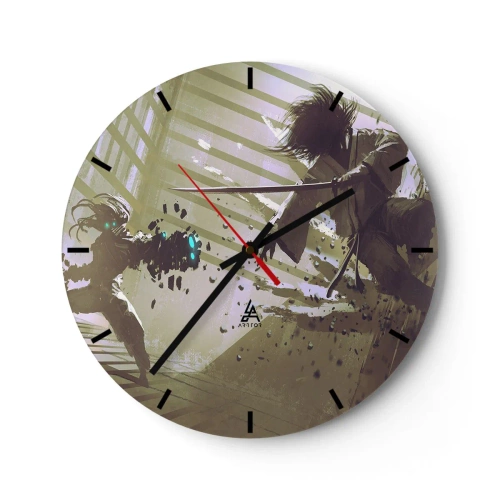 Horloge murale - Pendule murale - Duel de samouraïs dans une scène dynamique - 30x30cm - Et tu peux être un samouraï - Décoration murale moderne pour le salon, la cuisine et la chambre ARTTOR