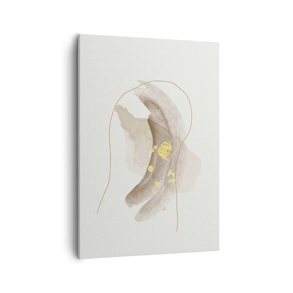 Impression sur toile - Image sur toile - Une composition abstraite dans les tons beige et or. - 50x70cm - rencontré dans l'espace - Décoration murale moderne pour le salon et la chambre ARTTOR