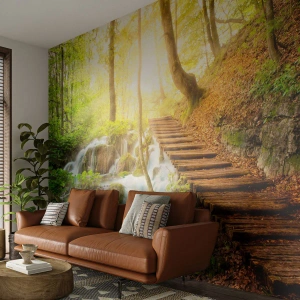 Papier Peint Autocollant Deluxe Sticker - Une fraîcheur tant désirée - Paysage, Cascade, Forêt - 250x175 cm