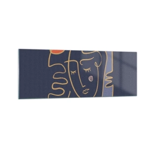 Impression sur verre - Image sur verre - Portrait de visage abstrait dans un style minimaliste - 140x50cm - En réflexion - Décoration murale moderne pour le salon et la chambre ARTTOR