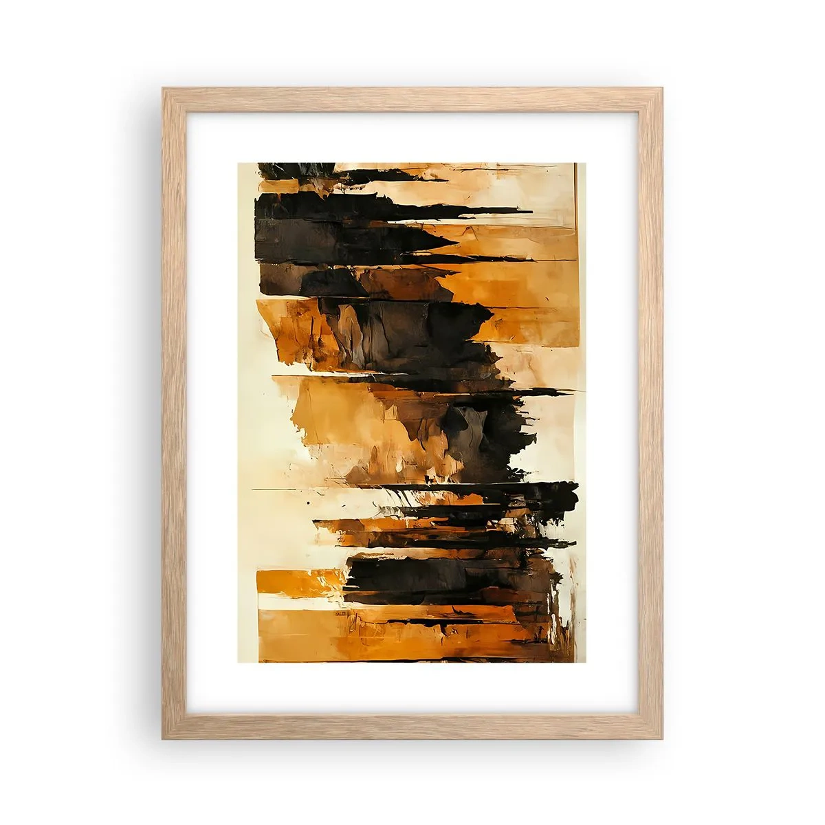 Affiche dans un chêne clair - Poster - Harmonie de noir et d'or - 30x40 cm