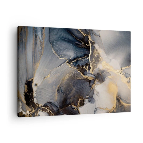 Impression sur toile - Image sur toile - Abstrait or et gris sur toile - 70x50cm - La vie de la pierre - Décoration murale moderne pour le salon et la chambre ARTTOR