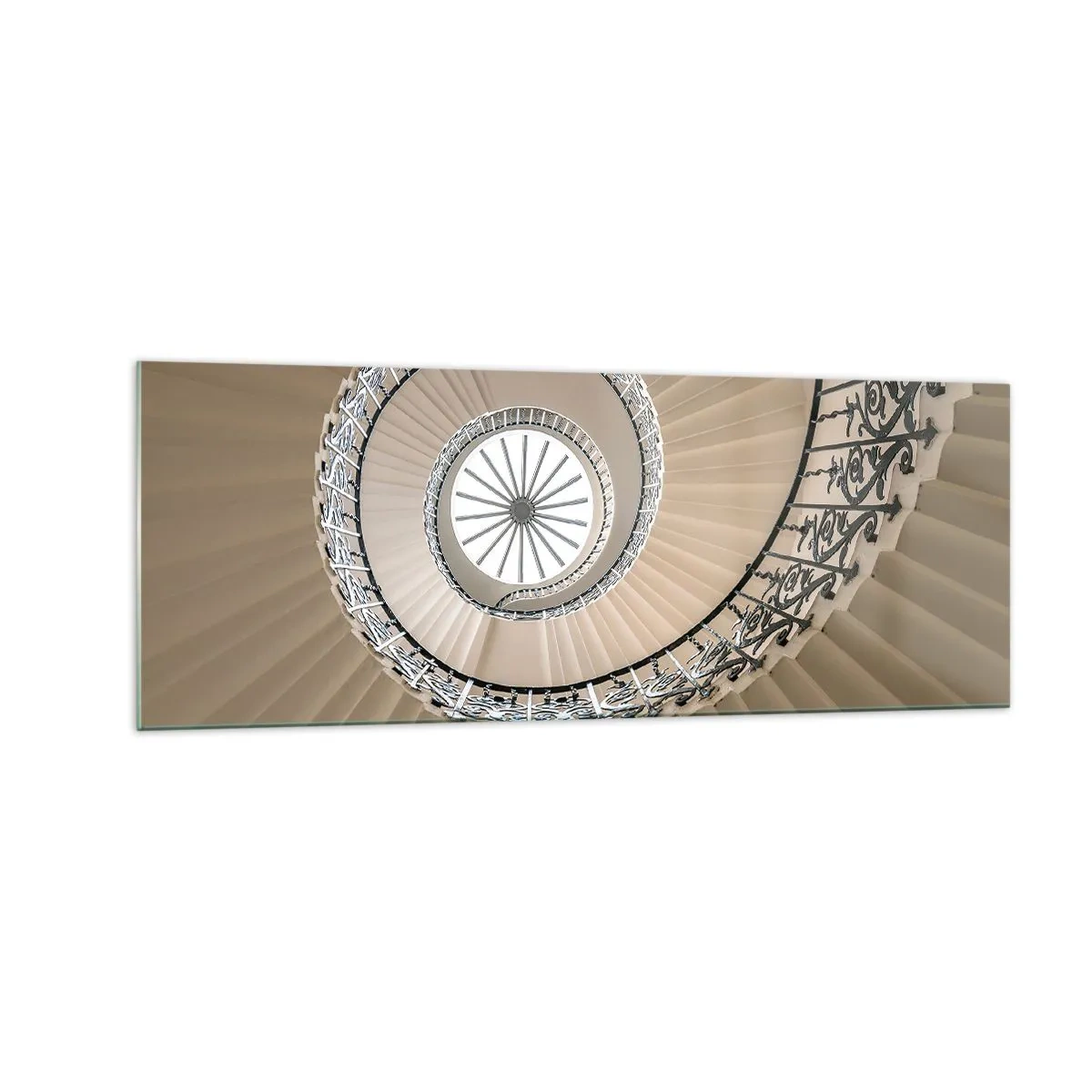 Impression sur verre - Image sur verre - Escalier en colimaçon dans une approche géométrique élégante - 140x50cm - À l'intérieur de la coquille - Décoration murale moderne pour le salon et la chambre ARTTOR