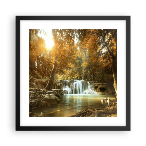 Affiche dans un cadre noir - Poster - Cascade du parc - 40x40 cm