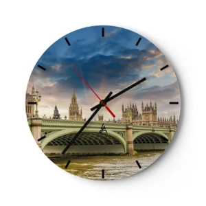 Horloge murale - Pendule murale - Pont sur la Tamise avec vue sur le palais de Westminster - 30x30cm - Le temps s'est arrêté dans l'Empire - Décoration murale moderne pour le salon, la cuisine et la chambre ARTTOR
