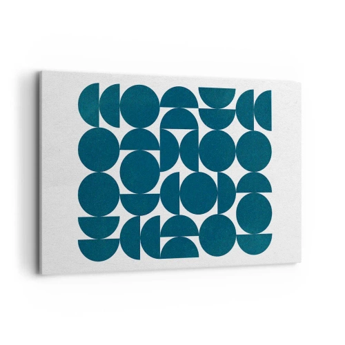 Impression sur toile - Image sur toile - Formes géométriques dans des tons bleu marine sur fond blanc - 120x80cm - Cercles et demi-cercles - Décoration murale moderne pour le salon et la chambre ARTTOR