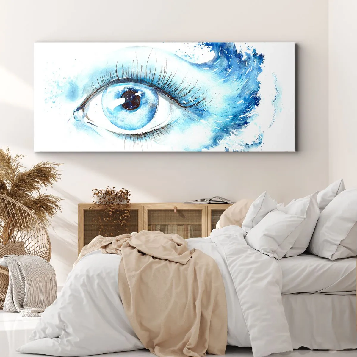 Impression sur toile - Image sur toile - Plongez-vous dans le bleu du regard - 90x30 cm