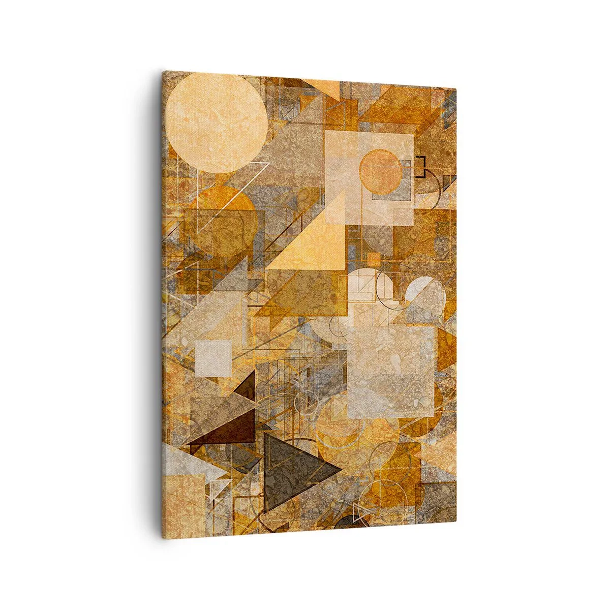 Impression sur toile - Image sur toile - Figures géométriques abstraites aux tons chauds - 50x70cm - Étude cubique de marron - Décoration murale moderne pour le salon et la chambre ARTTOR