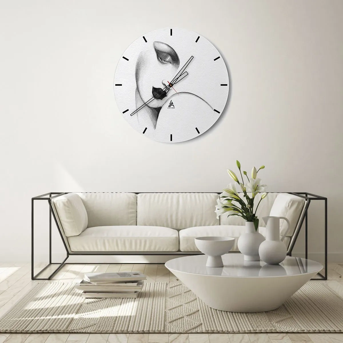 Horloge murale - Pendule murale - Dans le style de Lempicka - 40x40 cm
