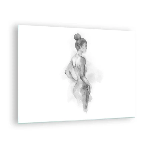 Impression sur verre - Image sur verre - Une silhouette féminine subtile peinte à l'aquarelle sur fond blanc - 70x50cm - Belle comme une peinture - Décoration murale moderne pour le salon et la chambre ARTTOR
