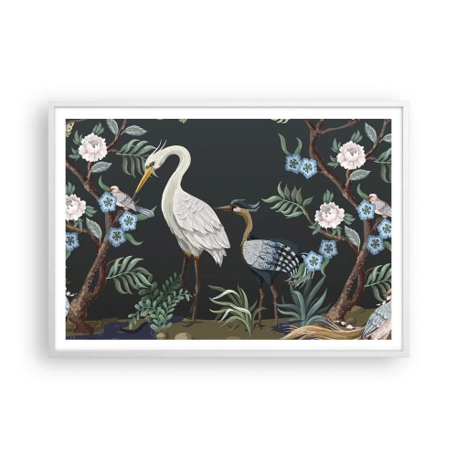 Affiche dans un cadre blanc - Poster - Parade d'oiseaux - 100x70 cm