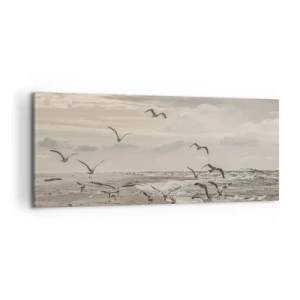 Impression sur toile - Image sur toile - Le bruit de la mer, le chant des oiseaux - 100x40 cm