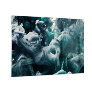 Impression sur verre - Image sur verre - La danse des peintures dans l'eau crée des formes abstraites - 70x50cm - Mouvement des couleurs - Décoration murale moderne pour le salon et la chambre ARTTOR