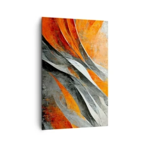 Impression sur toile - Image sur toile - Lignes abstraites dans les tons orange et gris - 80x120cm - Chaleur et froid - Décoration murale moderne pour le salon et la chambre ARTTOR