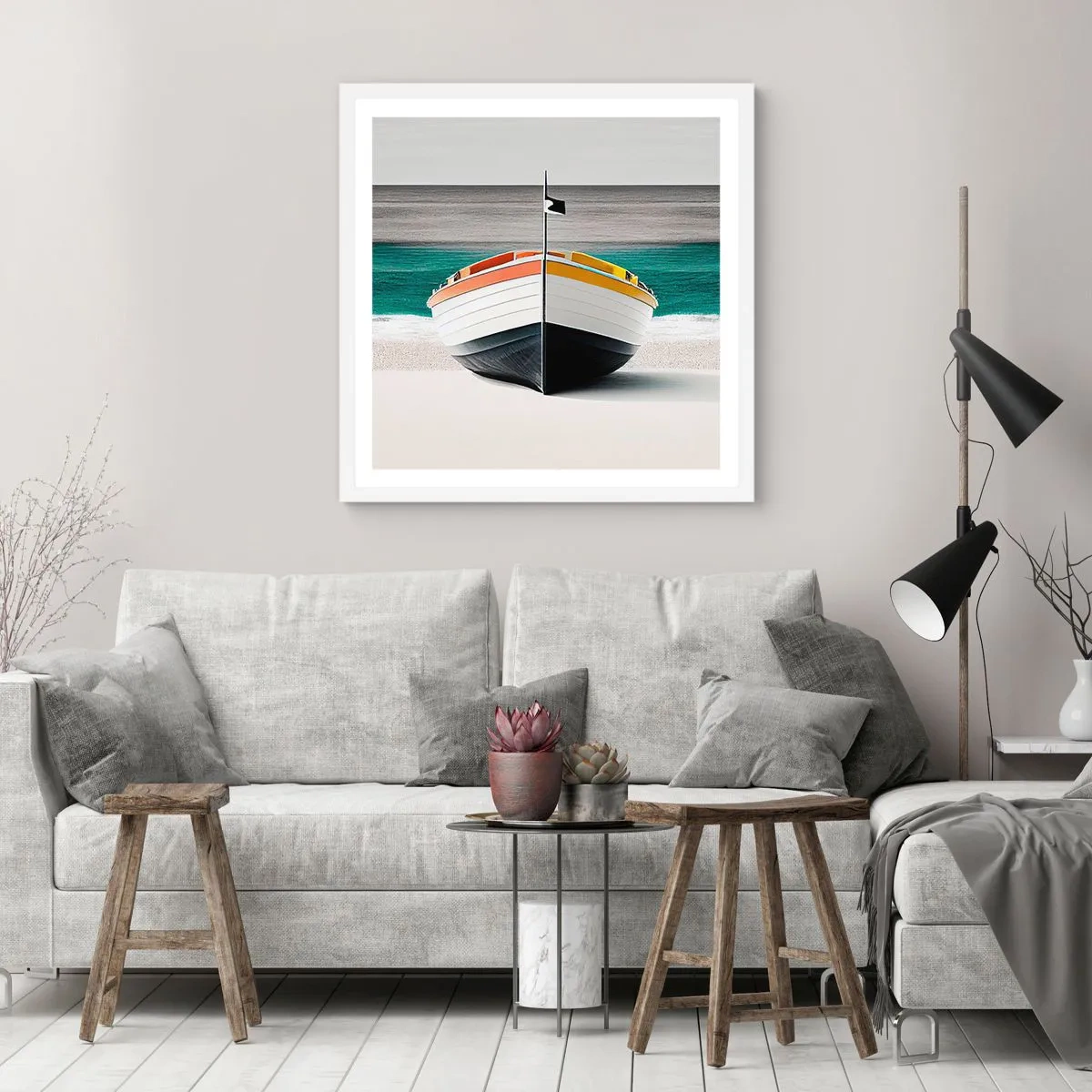 Affiche dans un cadre blanc - Poster - A sa place - 30x30 cm