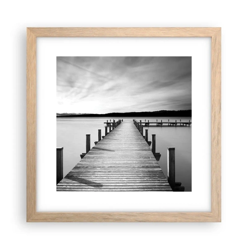 Affiche dans un chêne clair - Poster - Au point d'eau - la paix - 30x30 cm