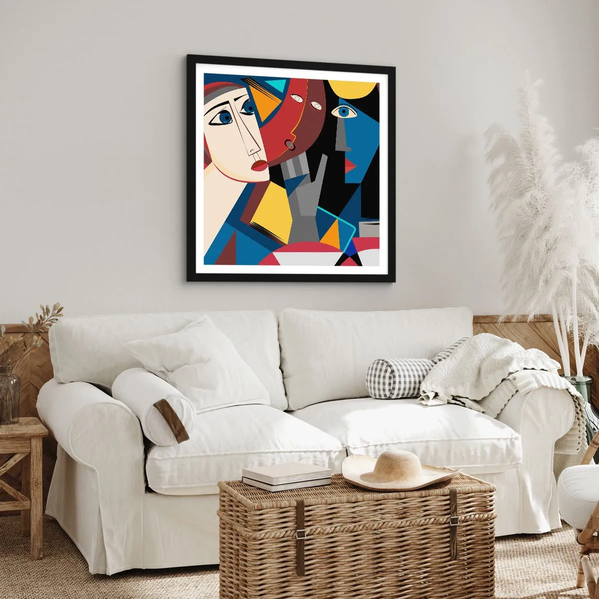 Affiche dans un cadre noir - Poster - Une conversation entre cubistes - 30x30 cm