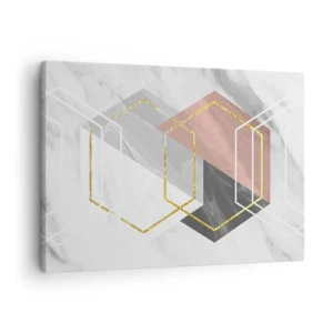 Impression sur toile - Image sur toile - Figures géométriques avec des accents d'or et de marbre - 70x50cm - Composition en chaîne - Décoration murale moderne pour le salon et la chambre ARTTOR