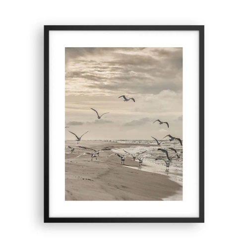 Affiche dans un cadre noir - Poster - Le bruit de la mer, le chant des oiseaux - 40x50 cm