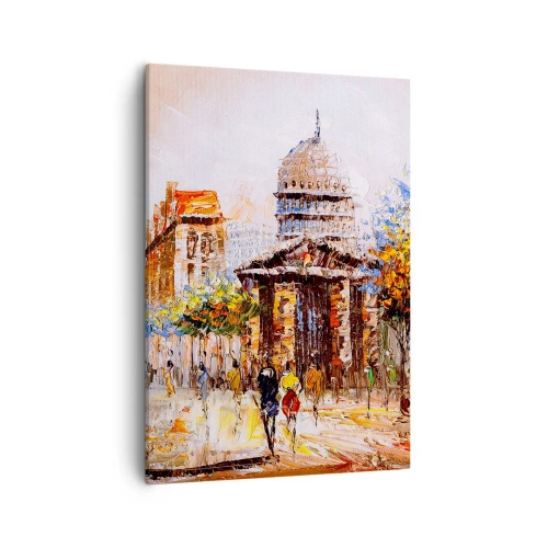 Impression sur toile - Image sur toile - Scène de ville impressionniste avec un bâtiment historique - 50x70cm - Promenade à Paris - Décoration murale moderne pour le salon et la chambre ARTTOR