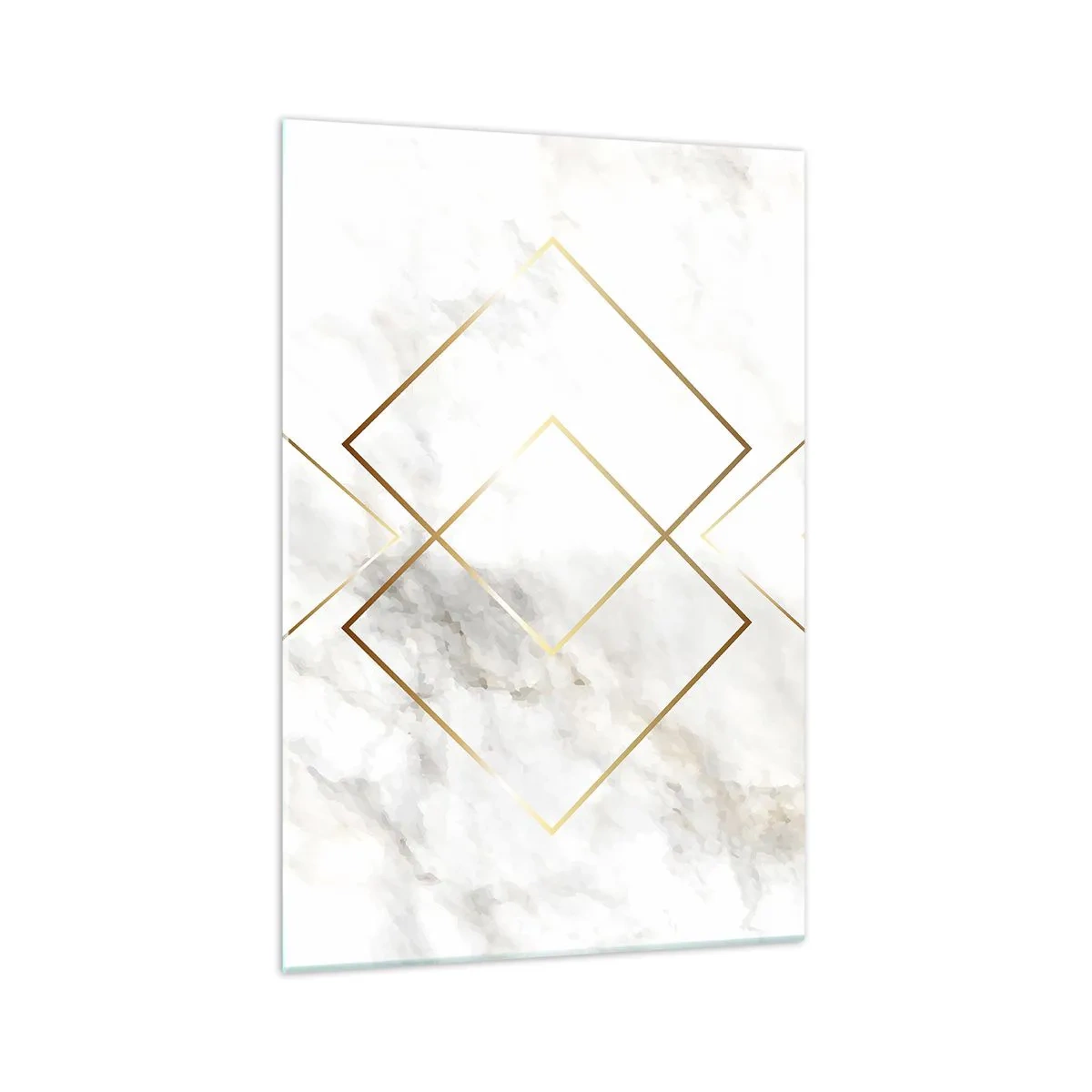 Impression sur verre - Image sur verre - Losanges dorés minimalistes sur fond de marbre - 70x100cm - Vue à l'infini - Décoration murale moderne pour le salon et la chambre ARTTOR
