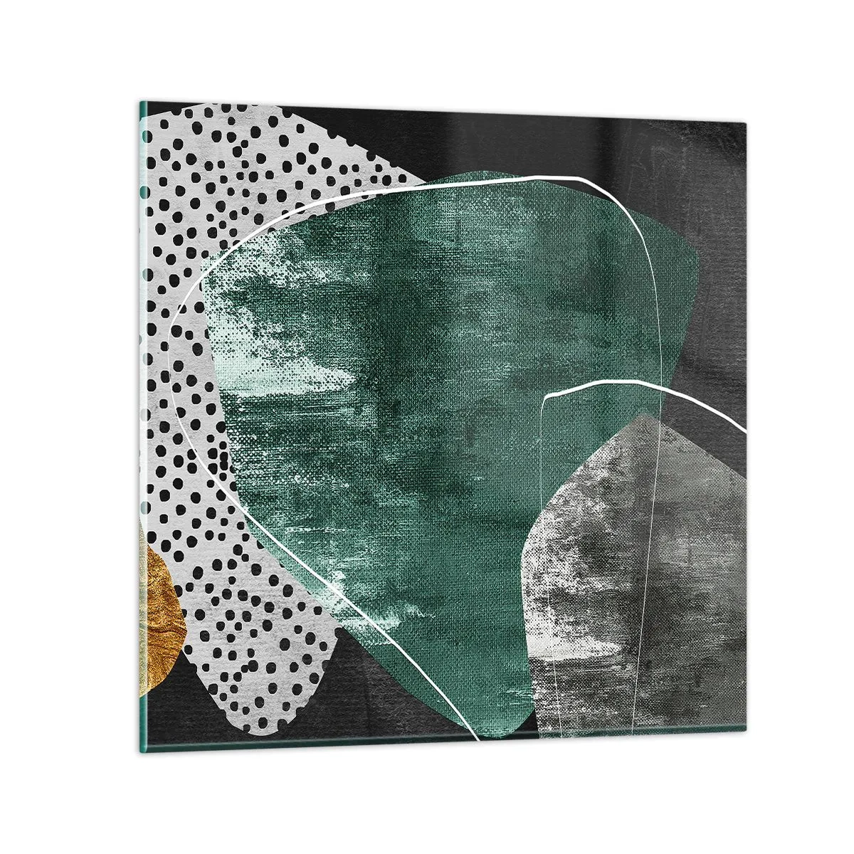 Impression sur verre - Image sur verre - Abstraction colorée avec feuille d'or - 40x40 cm