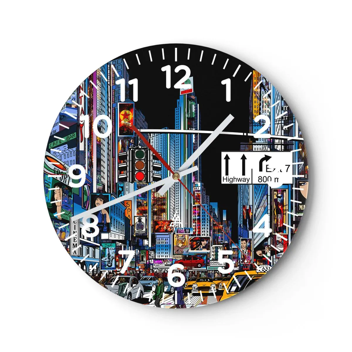 Horloge murale - Pendule murale - Grande nuit de bande dessinée - 30x30 cm